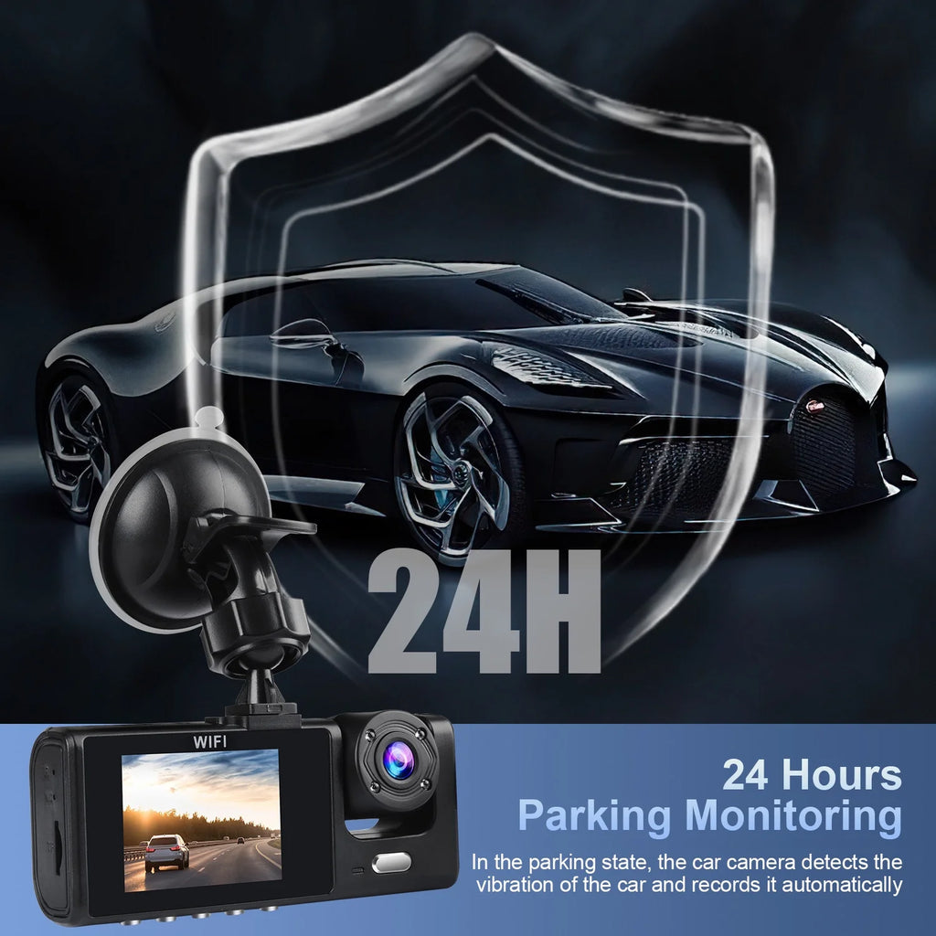 Dash Cam Front and Rear,Full HD 1920P/1080P Dash Cam Wifi App 3 Channel Dash Cam Front and Rear inside 170°Wide Angle Loop Recording Dash Camera for Cars with Night Vision