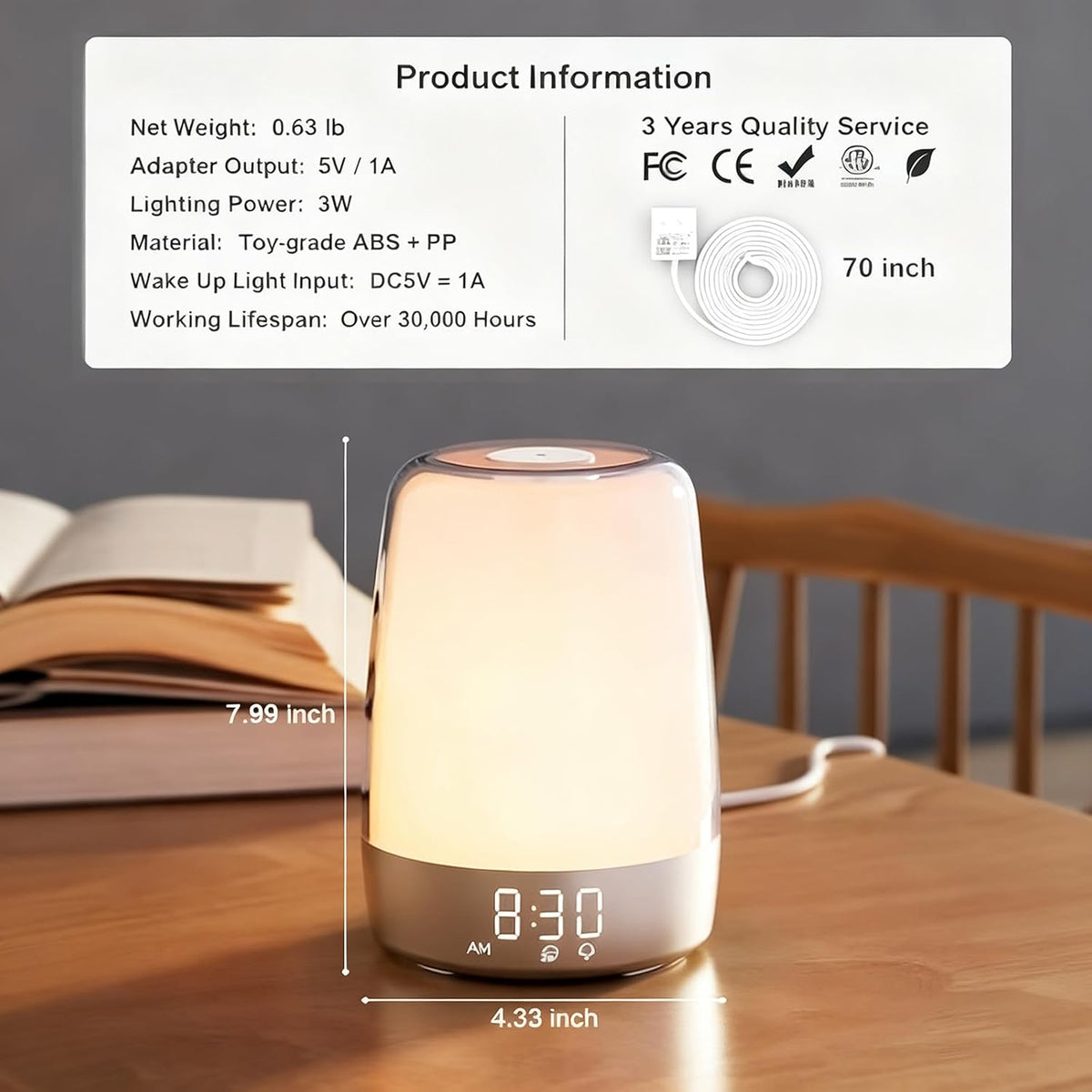 Sunrise Alarm Clock for Bedrooms with Night Light