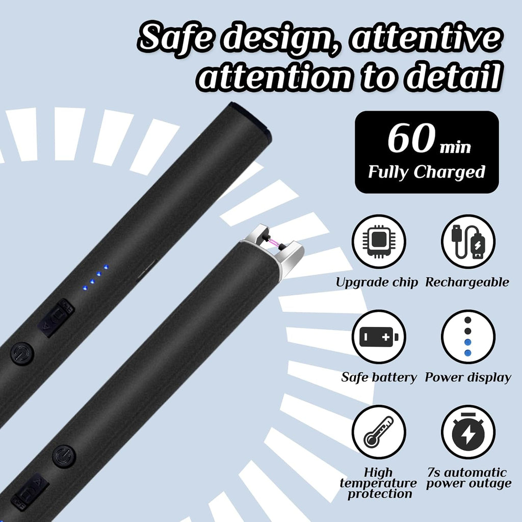 2 PCS Candle Lighter,Windproof Flameless Rechargeable Electric Lighter
