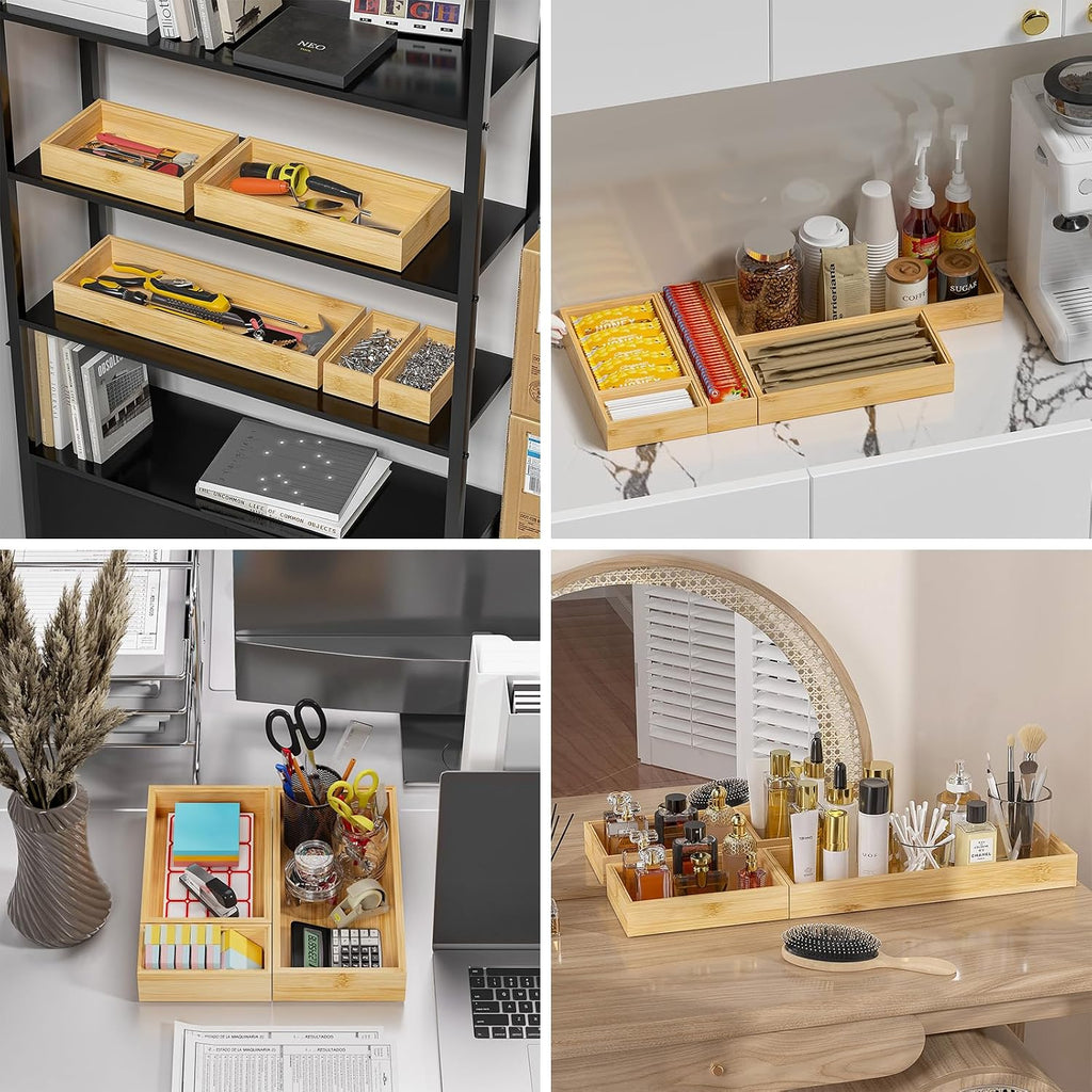 Bamboo Kitchen Drawer Organizer, 2 Pack, 12" X 3" X 2"