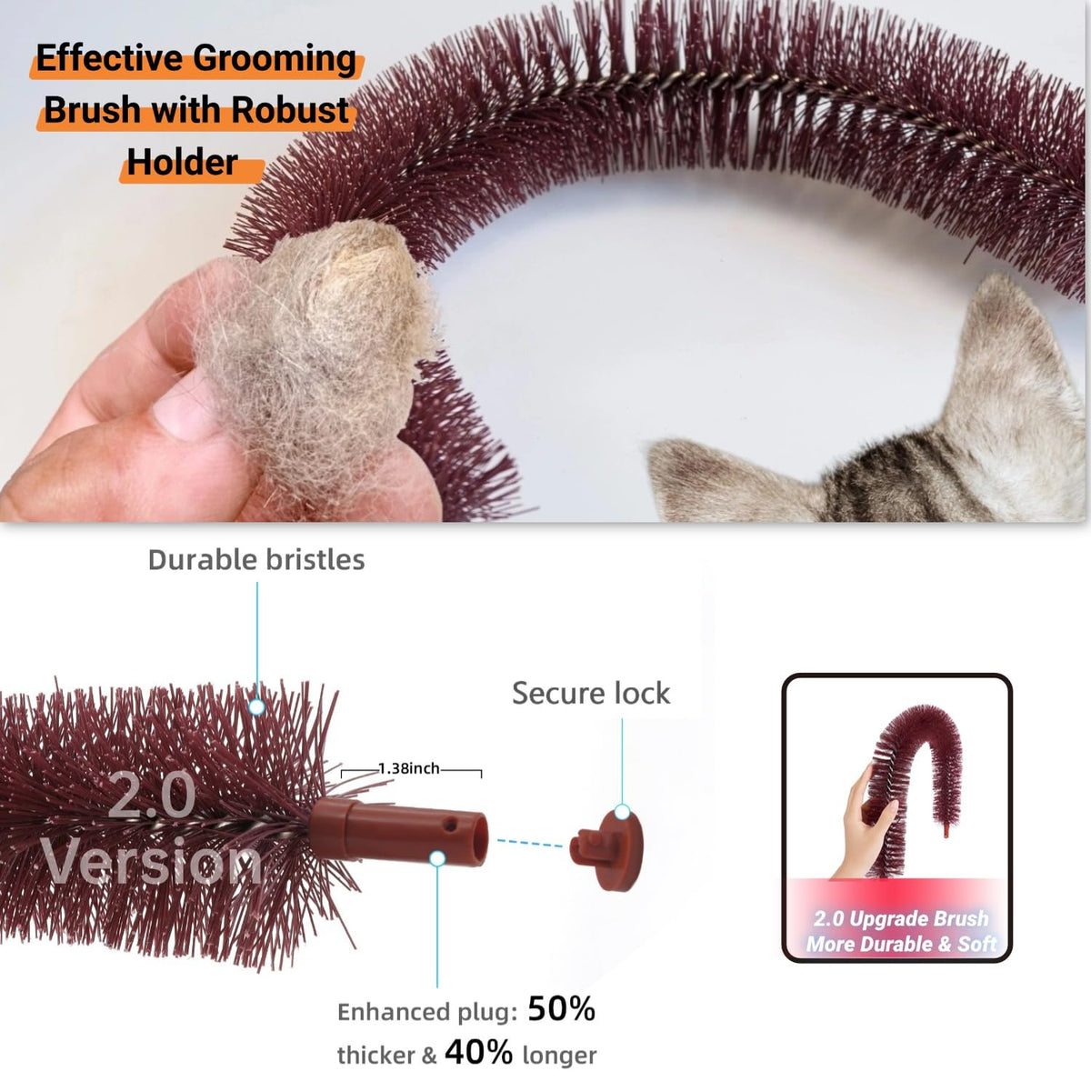 Cat Self Groomer, Heavy Scratching Pad with Mouse Toy