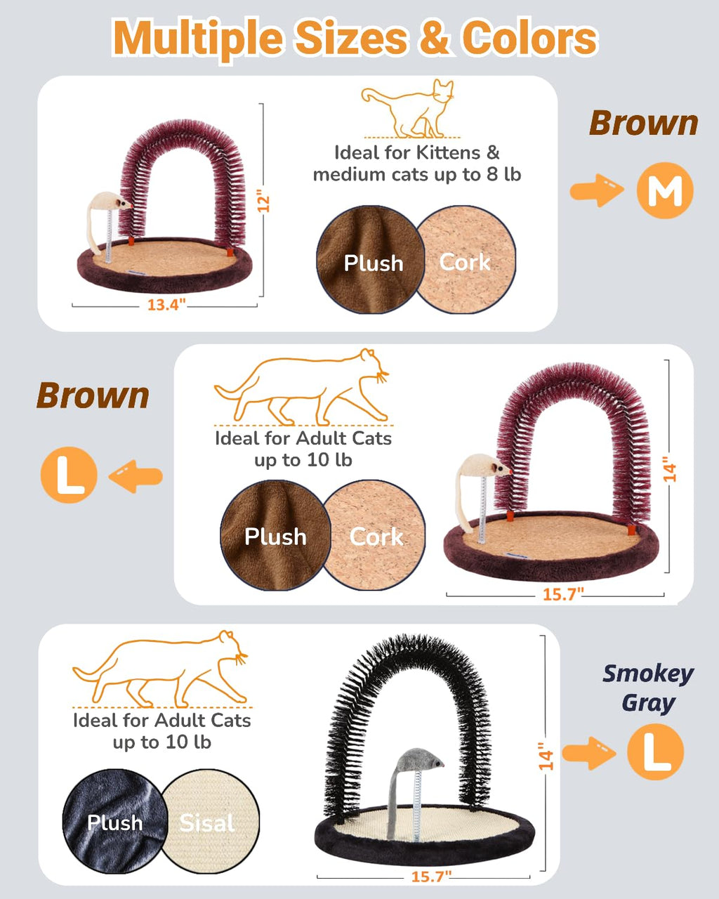 Cat Self Groomer, Heavy Scratching Pad with Mouse Toy