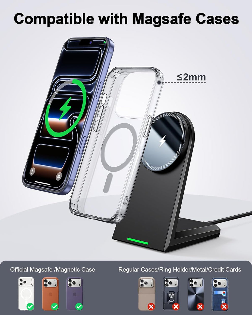 25W Magnetic Wireless Charger Stand, Fast Phone Charger for Magsafe