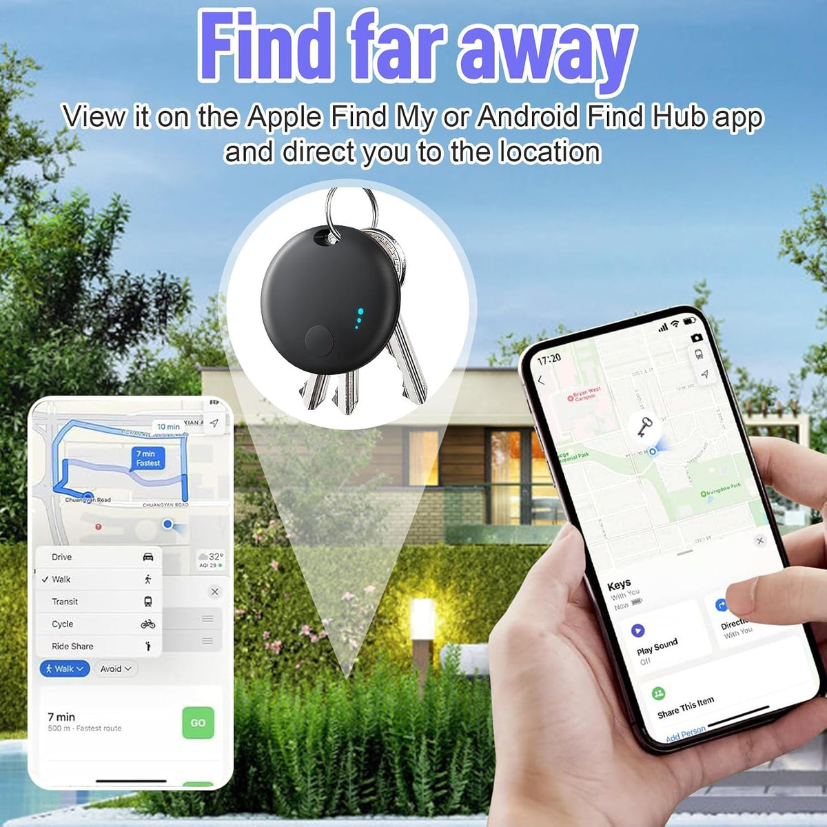 Air Tracker Tag for Android or Ios, Dual System Air Tracker-4 Pack, Bluetooth Tracking Compatible with Ios Find My or Google Find Hub App, Smart Tracker Tag Key Finder for Key Wallet (Black)