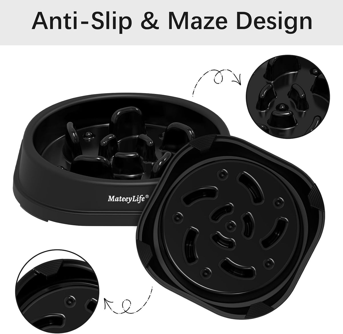 1-Pack Slow Feeder Dog Bowls, 1 Cup, Dog Puzzle Feeder Bowl