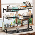 over Sink Dish Drying Rack (Expandable Height/Length) Snap-On Design Large Dish Drainer Storage Counter Organizer 32-40L X 12W X 34-38H (Inches)