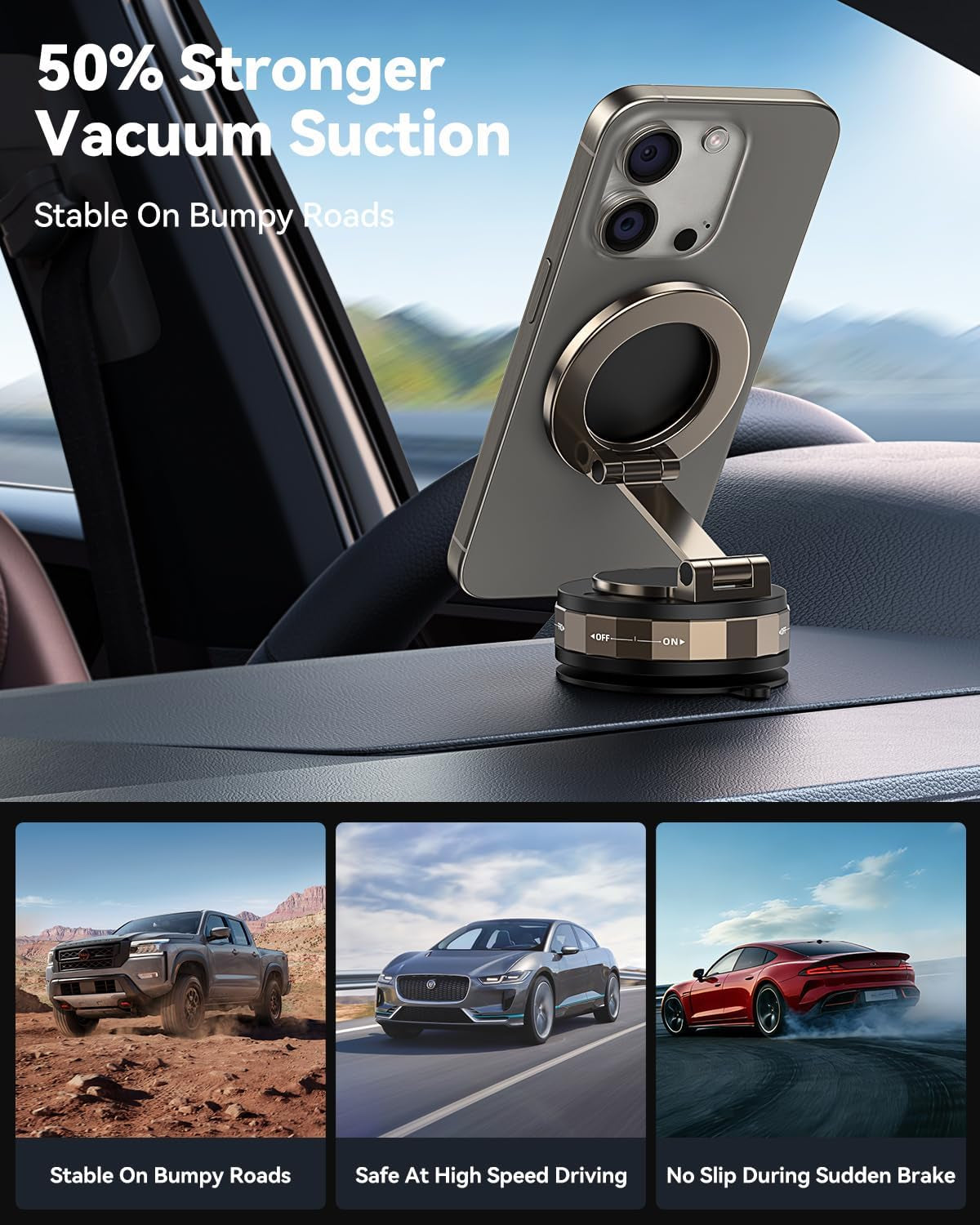 Car Phone Holder,Vacuum Magnetic 360°Adjustable Magsafe Car Mount