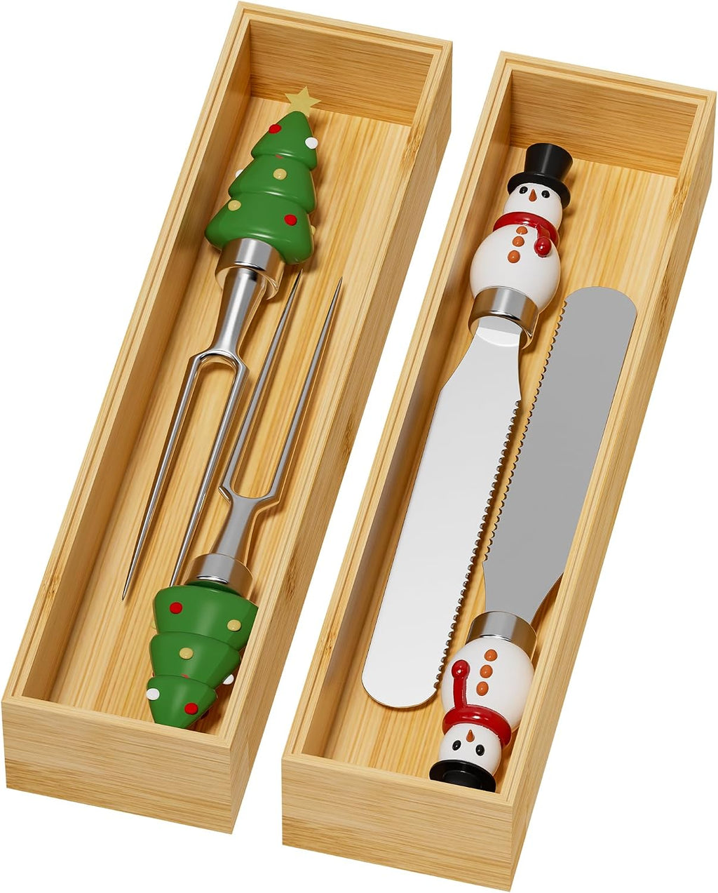 Bamboo Kitchen Drawer Organizer, 2 Pack, 12" X 3" X 2"