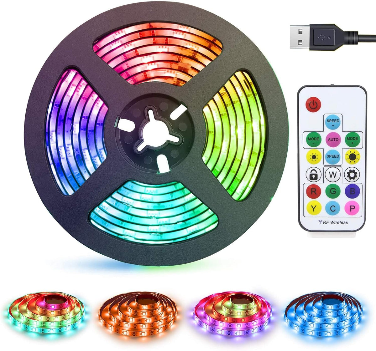 LED Strips Lights USB Powered Rainbow Chasing RGB LED Lights Strip