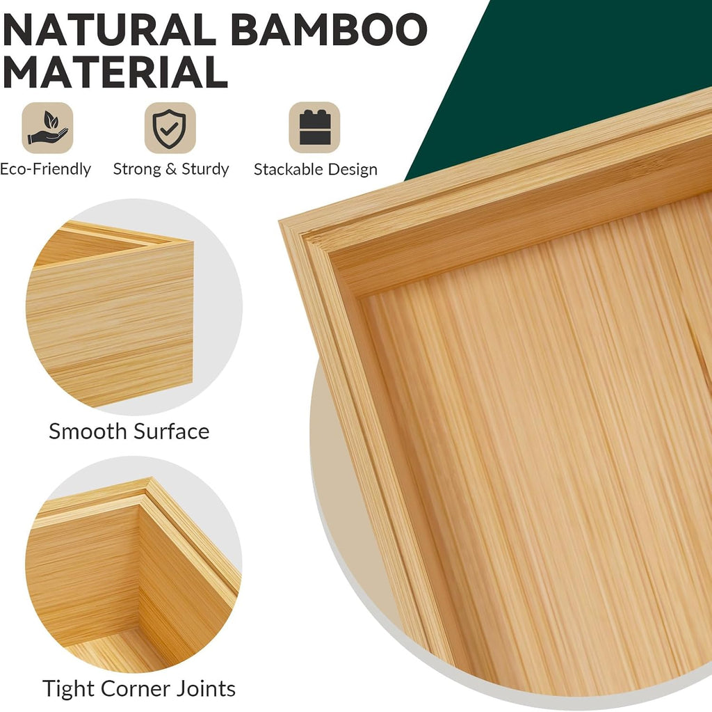 Bamboo Kitchen Drawer Organizer, 2 Pack, 12" X 3" X 2"