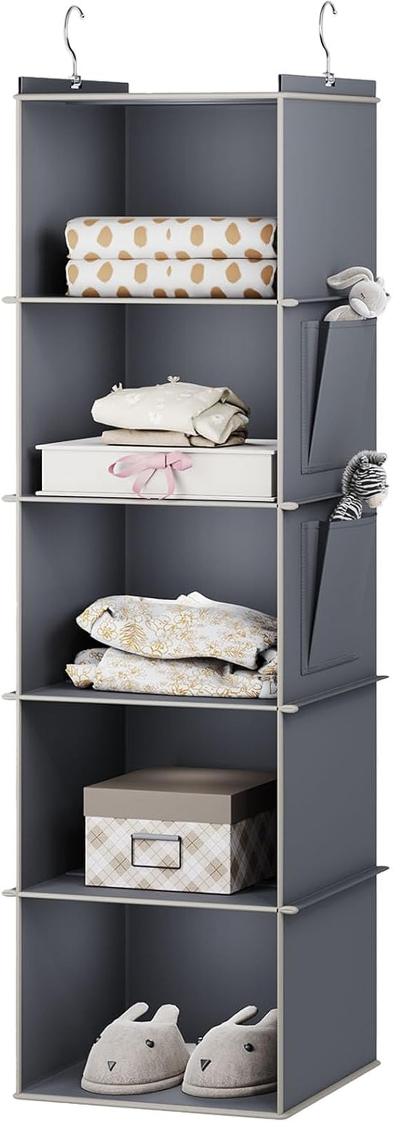 Hanging Closet Organizer and Storage for Clothes, 5-Shelf, Grey