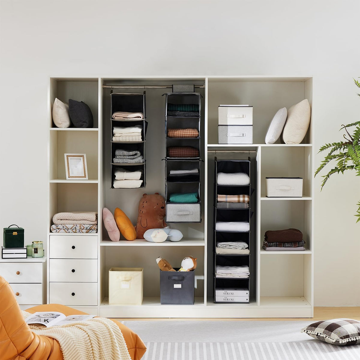 Hanging Closet Organizer and Storage for Clothes, 5-Shelf, Grey