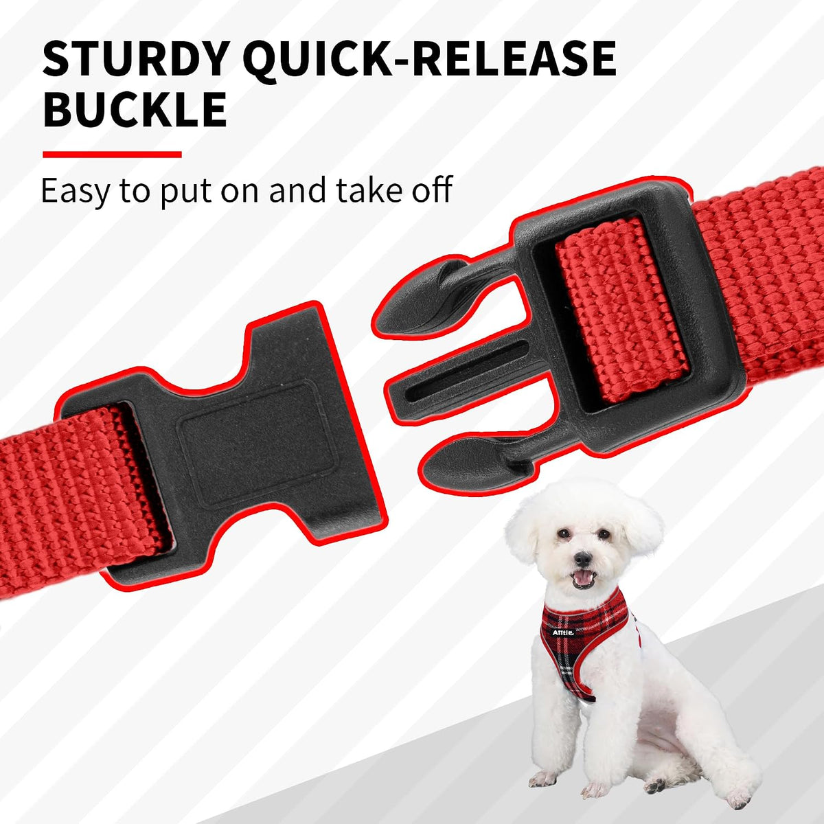 Dog Harness No-Pull Reflective Mesh Adjustable, Red XL