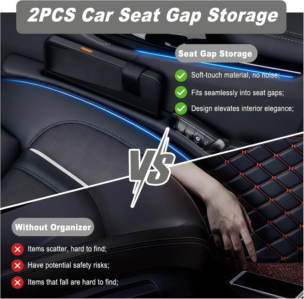 Car Seat Gap Filler, 2 PCS Car Seat Gap Filler Organizer with Storage Slot