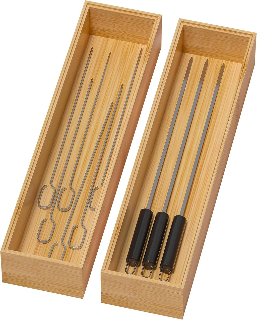 Bamboo Kitchen Drawer Organizer, 2 Pack, 12" X 3" X 2"
