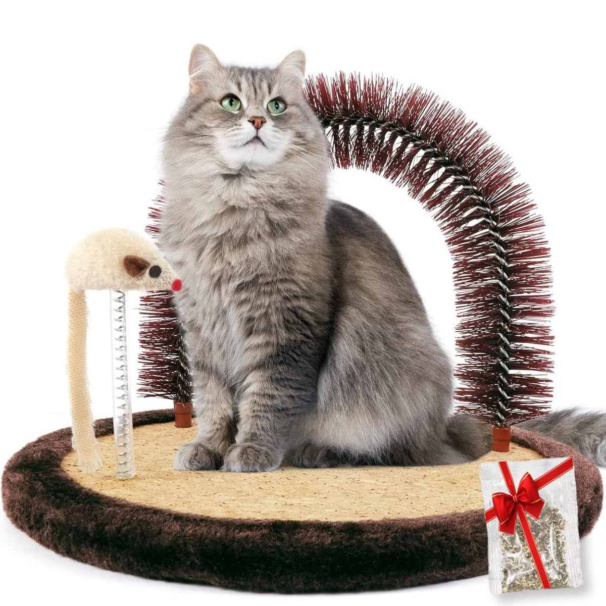 Cat Self Groomer, Heavy Scratching Pad with Mouse Toy