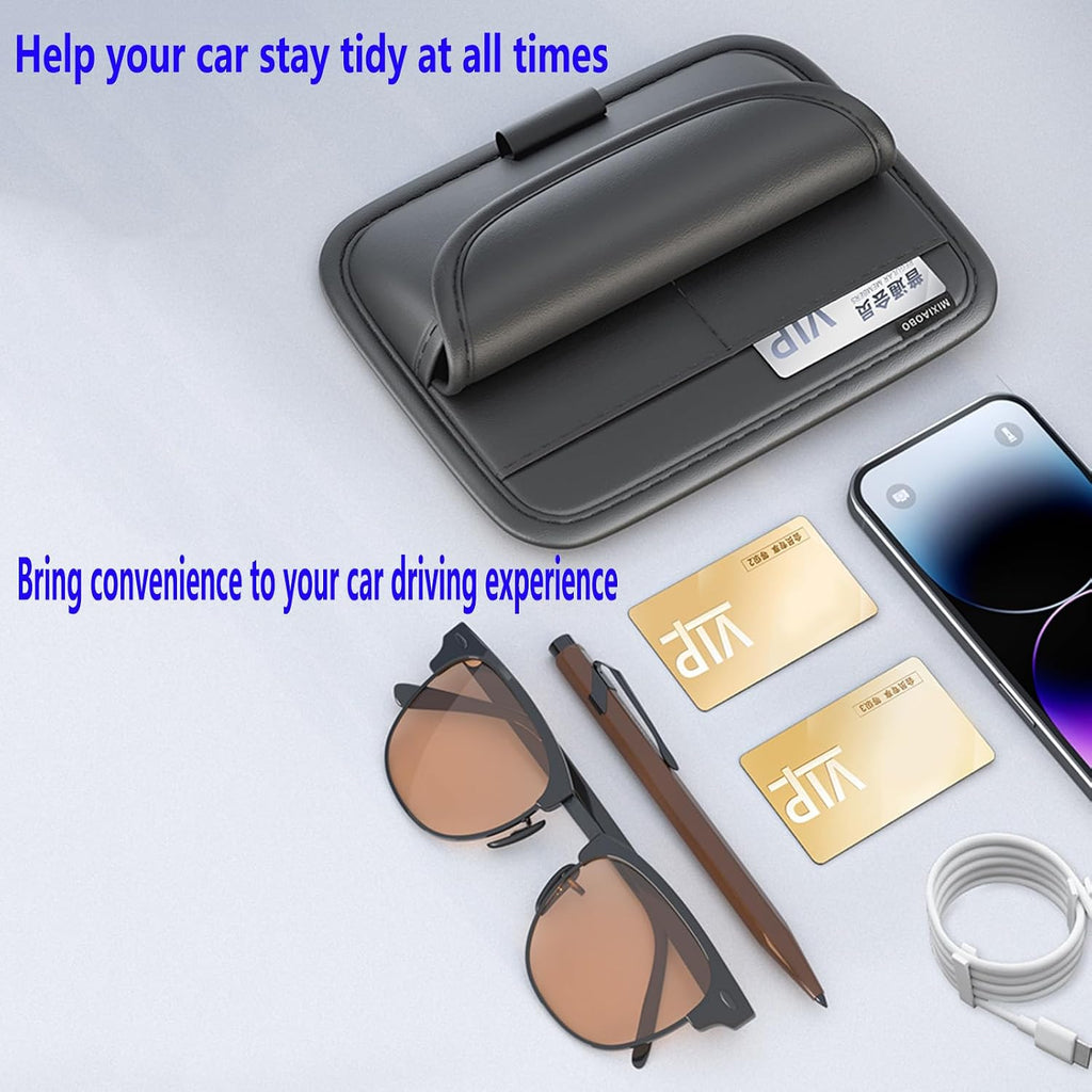 Car Truck Visor Organizer Case Holder for Sunglasses, Card Sleeve Pocket Organizer, Visor Document Holder, Car Registration and Drving License, Insurance, Pen, Chapstick, Phone