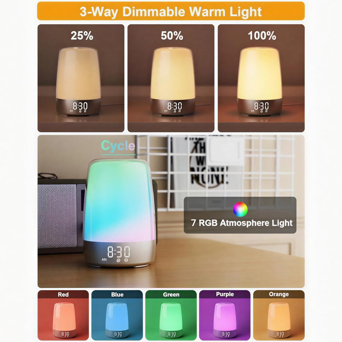 Sunrise Alarm Clock for Bedrooms with Night Light