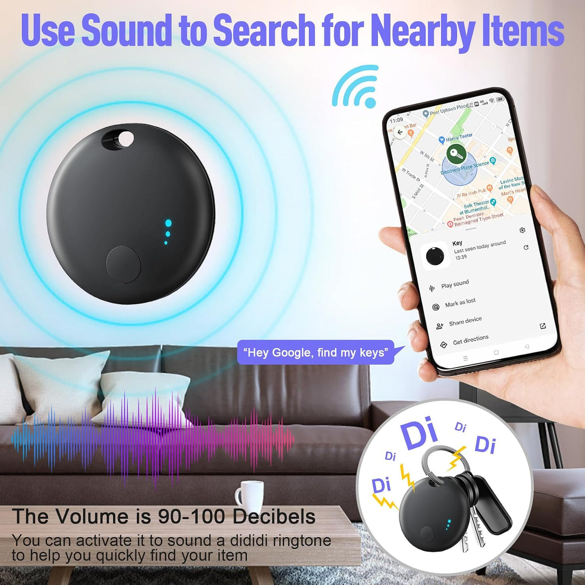 Air Tracker Tag for Android or Ios, Dual System Air Tracker-4 Pack, Bluetooth Tracking Compatible with Ios Find My or Google Find Hub App, Smart Tracker Tag Key Finder for Key Wallet (Black)